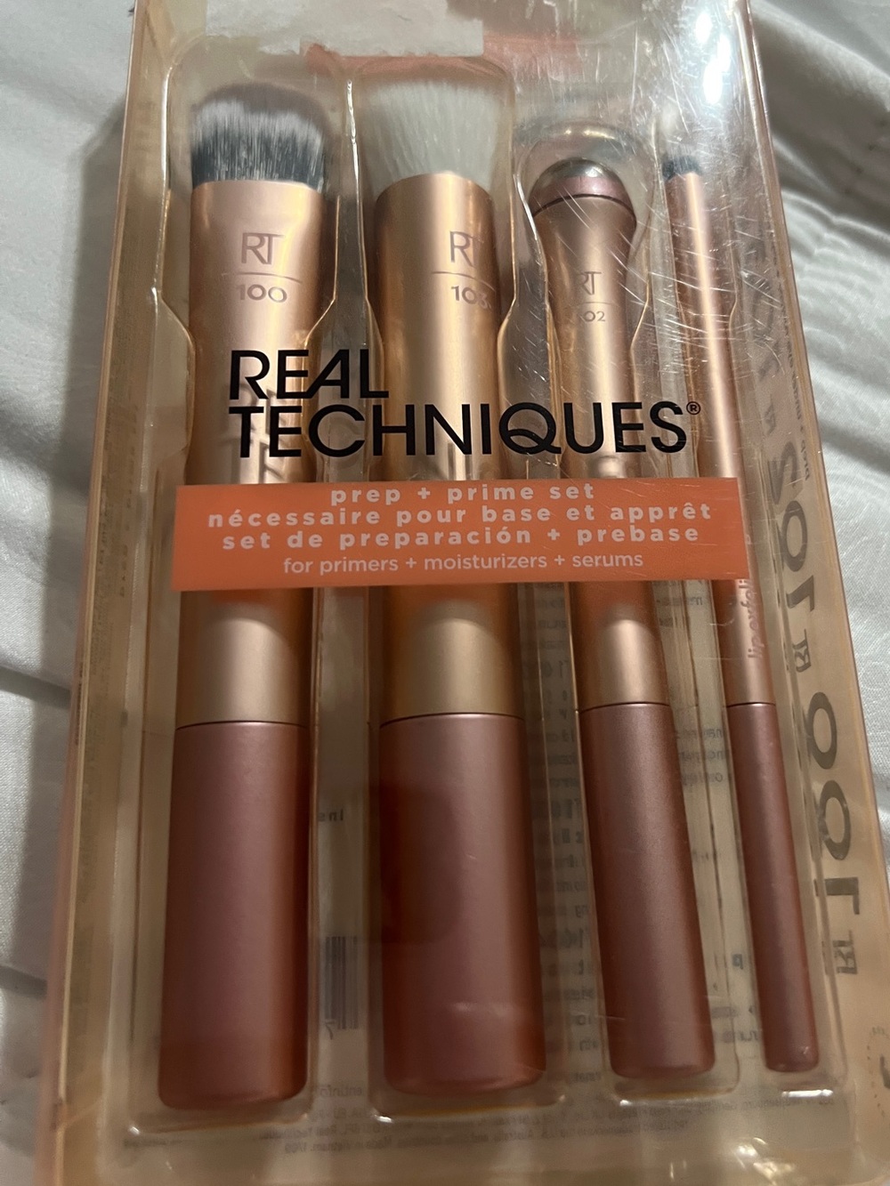 Real Techniques Prep + Prime Brush Set in Rose Gold and Pink